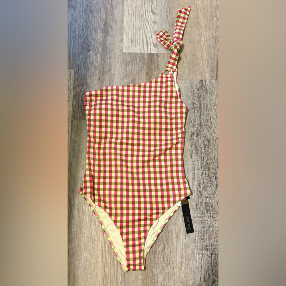 Touché Women's one-shoulder swimsuit. Size S. Lined with soft cups. Pink and - Picture 5 of 16